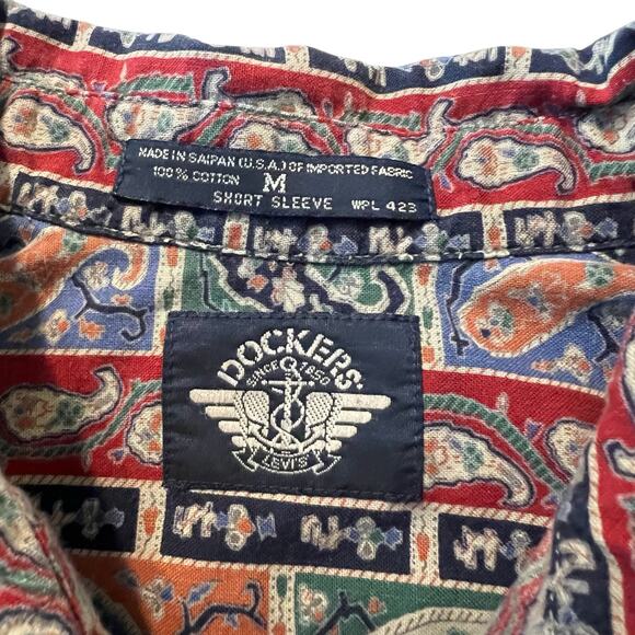 Dockers by Levi’s Paisley Print Shirt Size M Colorful Short Sleeve - Picture 4 of 8